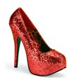 Plateau Pumps TEEZE-06GW - Glitter Rot (Weit)