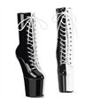CRAZE-1040TT Plateau Pony Stiefelette - Schwarz/Weiß Lack | Pleaser SALE