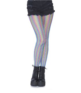 Lurex rainbow fishnet tights