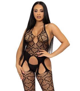 Netz-Straps-Bodystocking mit Herzchenmuster | Leg Avenue