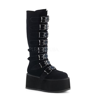 Demonia Plateau Stiefel DAMNED-318 Schwarz samt Demonia Plateau Stiefel DAMNED-318 Schwarz samt