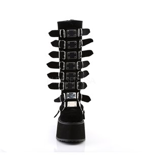 Demonia Plateau Stiefel DAMNED-318 Schwarz samt Demonia Plateau Stiefel DAMNED-318 Schwarz samt