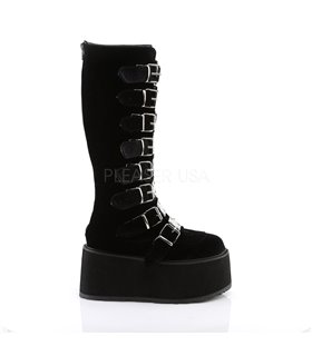 Demonia Plateau Stiefel DAMNED-318 Schwarz samt Demonia Plateau Stiefel DAMNED-318 Schwarz samt