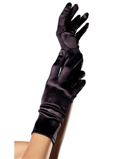 Schwarze Satin Handschuhe Handgelenklang | Leg Avenue