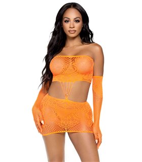 Spitzes Kleid und Stulpen mit Muster schwarz | Leg Avenue