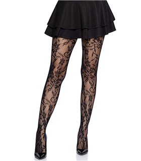 Nahtlose Strumpfhose mit floraler Spitze | Leg Avenue