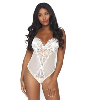 Lace and sheer mesh teddy
