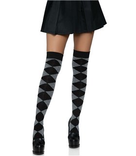 Overknee Strümpfe weiß rosa pink mit Karos | Leg Avenue