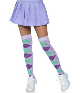 Overknee Strümpfe weiß rosa pink mit Karos | Leg Avenue