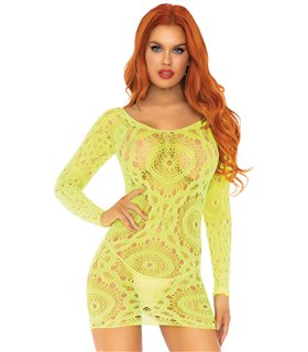 Lace long sleeved mini dress