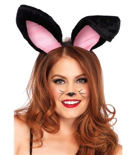 Große Flauschige Hasenohren schwarzpink | Leg Avenue