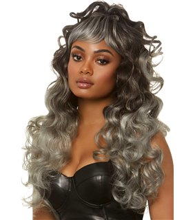 Long curly wispy bang wig