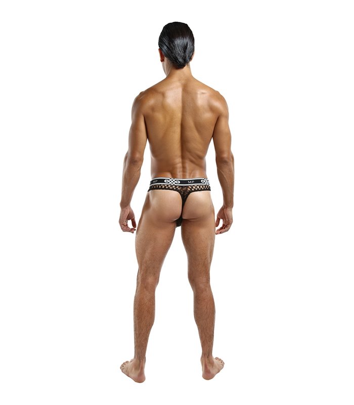 Tanga mit tiefen Sitz & Fischnetz für Herren - Schwarz