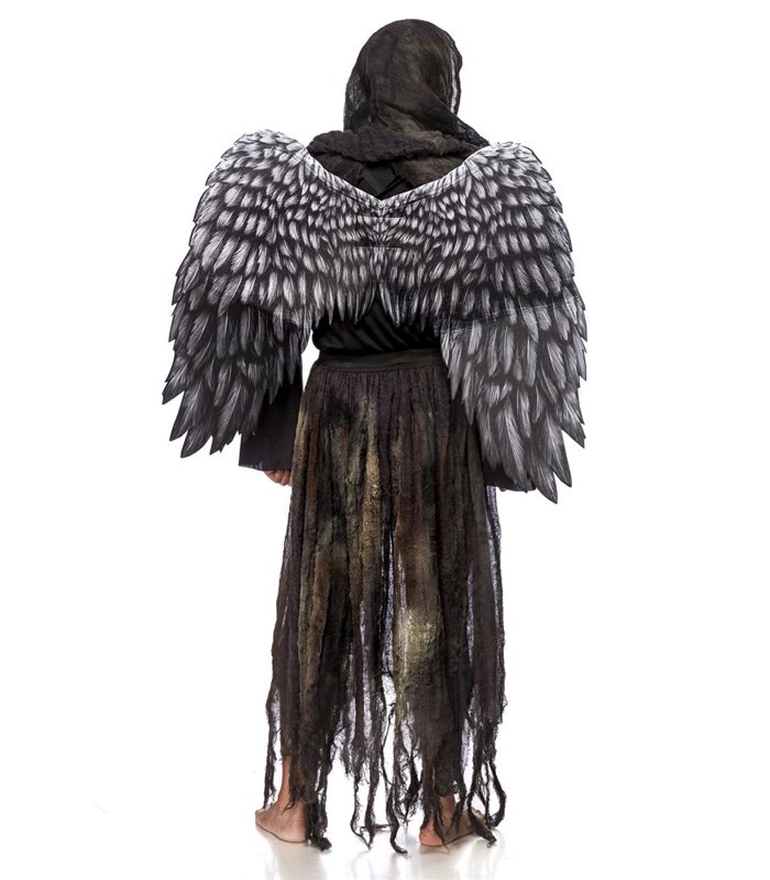 Kostümset Angel of Death (Mann) mit Flügeln aus Formdraht Motto grau