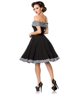 Belsira schulterfreies Swing-Kleid schwarz/weiss - midi Kleider