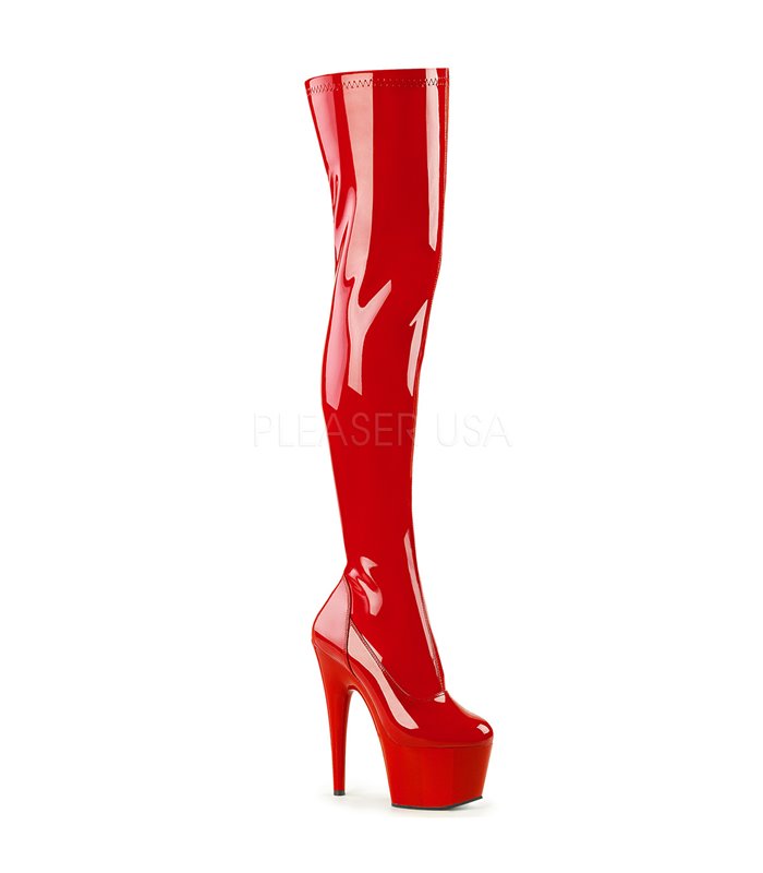 Plateau Overknee Stiefel ADORE-3000 - Lack Rot