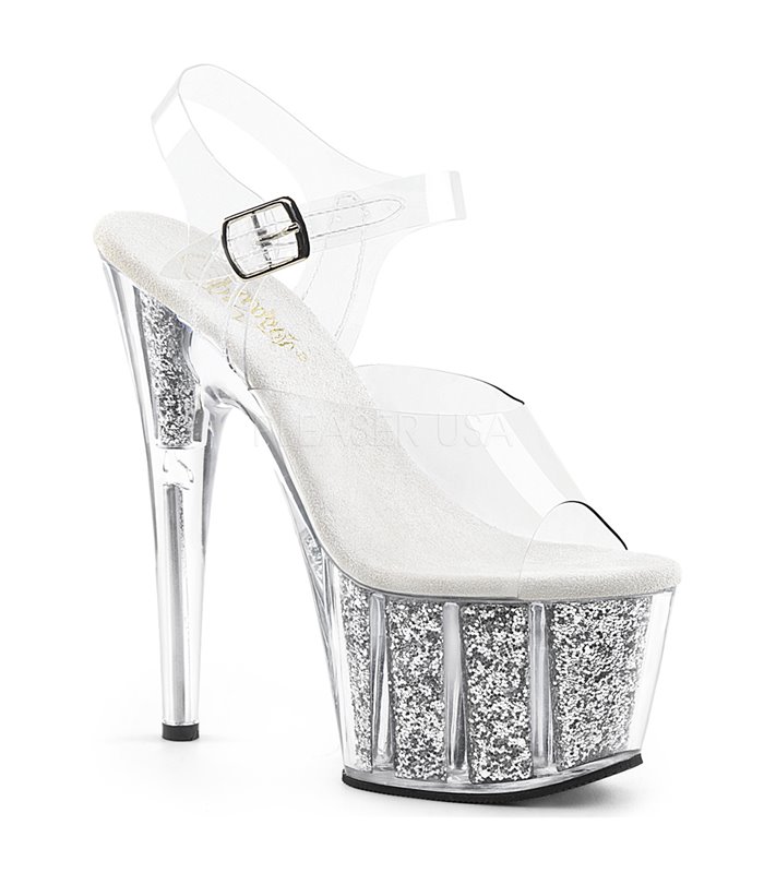 Plateau Sandalette ADORE-708G - Silber Glitter