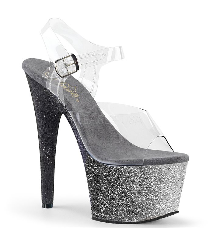 Plateau High Heels ADORE-708OMBRE - Silber/Schwarz