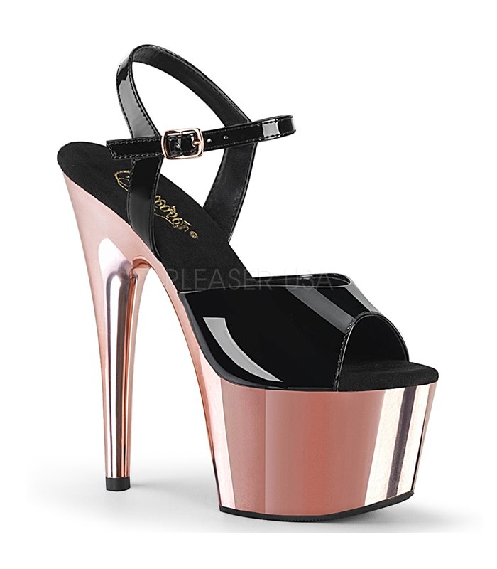 Plateau Sandalette  ADORE-709 - Schwarz/Rose Gold