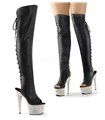 Pleaser Plateau Overknee Stiefel BEJEWELED-3019DM-7 Schwarz