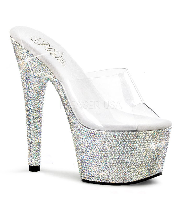 Plateau High Heels BEJEWELED-701DM - Silber