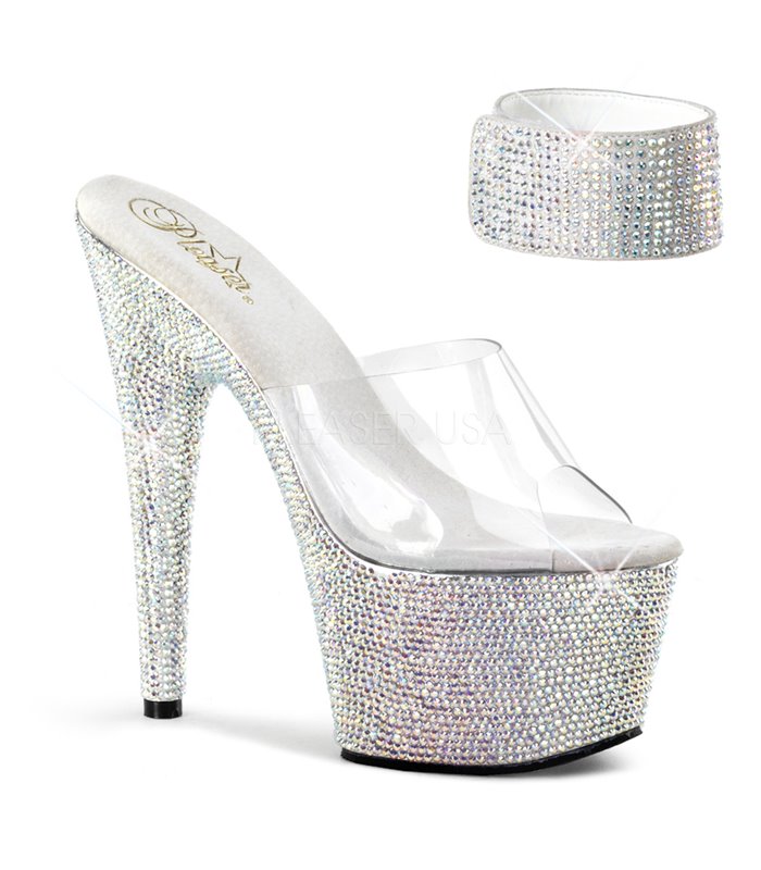 Plateau High Heels BEJEWELED-712RS - Silber