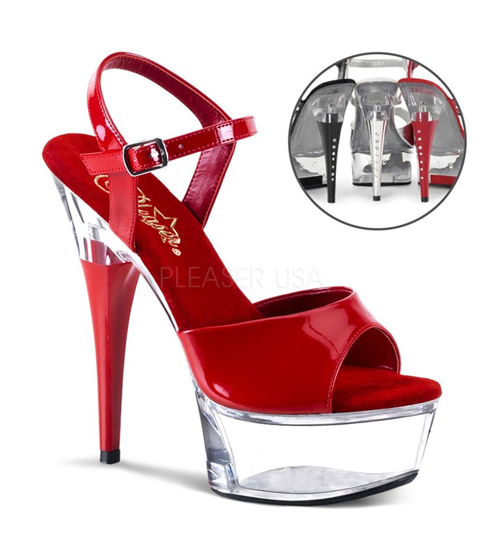 Plateau High Heels CAPTIVA-609 - Rot/Klar