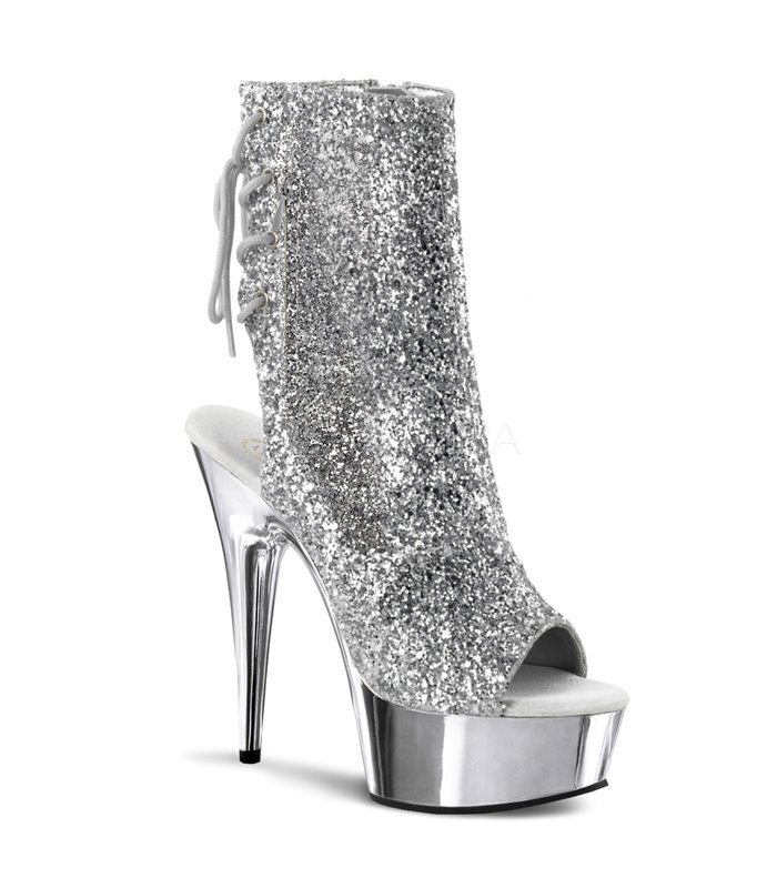 Glitter Plateau Stiefelette DELIGHT-1018G - Silber