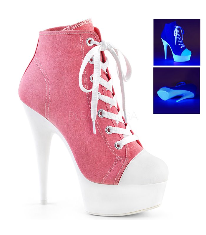 Canvas High Heel Sneakers DELIGHT-600SK-02 - Rosa