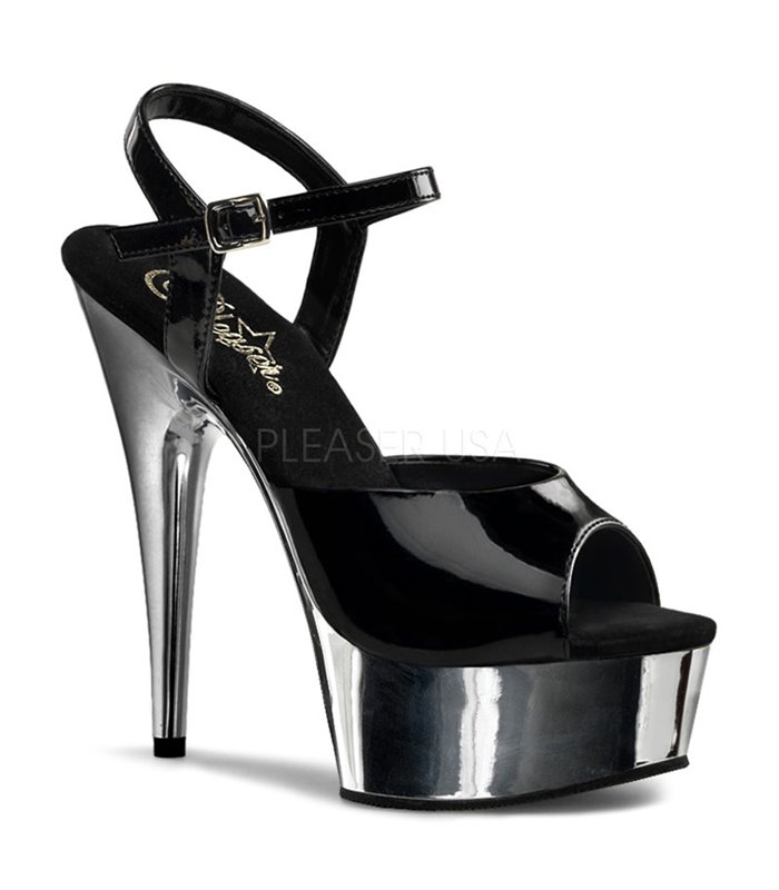 Plateau High Heels DELIGHT-609 - Schwarz/Chrom