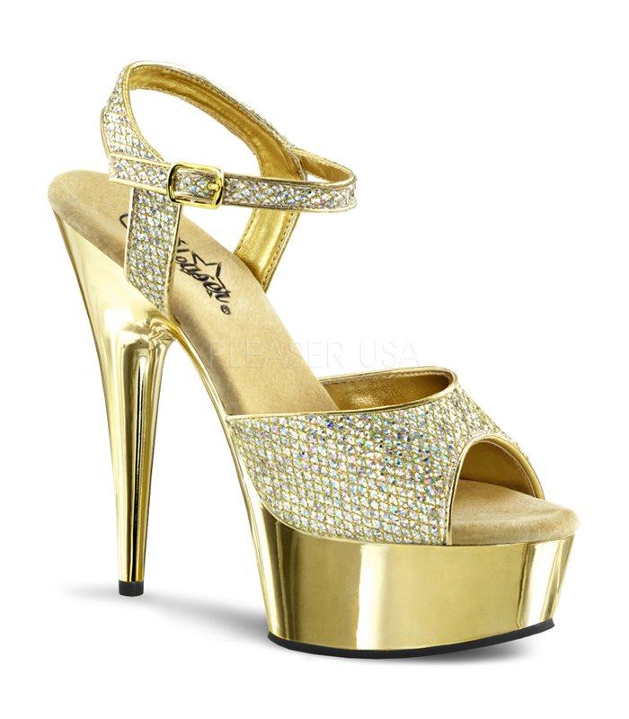 Plateau High Heels DELIGHT-609G - Gold Glitter