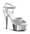 Plateau High Heels DELIGHT-609G - Silber Glitter