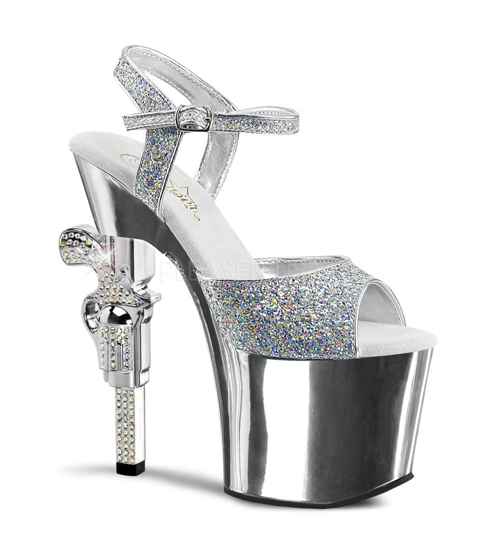 Plateau High Heels REVOLVER-709G - Silber