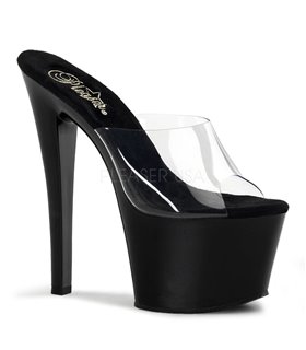 Plateau Pantoletten SKY 301 Klar Schwarz von Pleaser