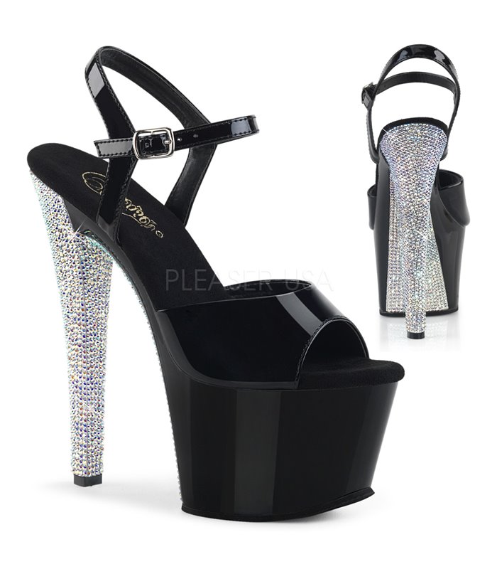 Plateau High Heels SKY-309CHRS - Schwarz/Silber