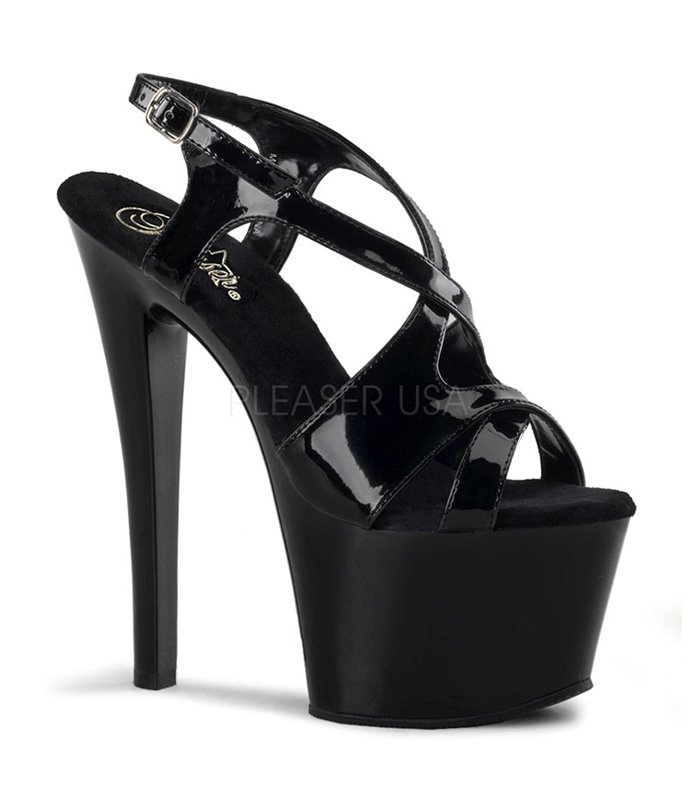 Plateau High Heels SKY-330 : Lack Schwarz