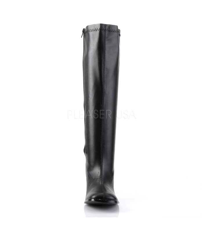 Retro Stiefel GOGO-300WC (Weitschaftstiefel) - PU Schwarz