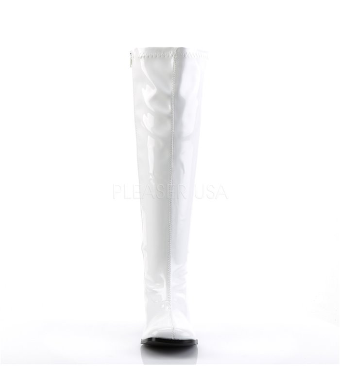 Retro Stiefel GOGO-300WC (Weitschaftstiefel) - Lack Weiß