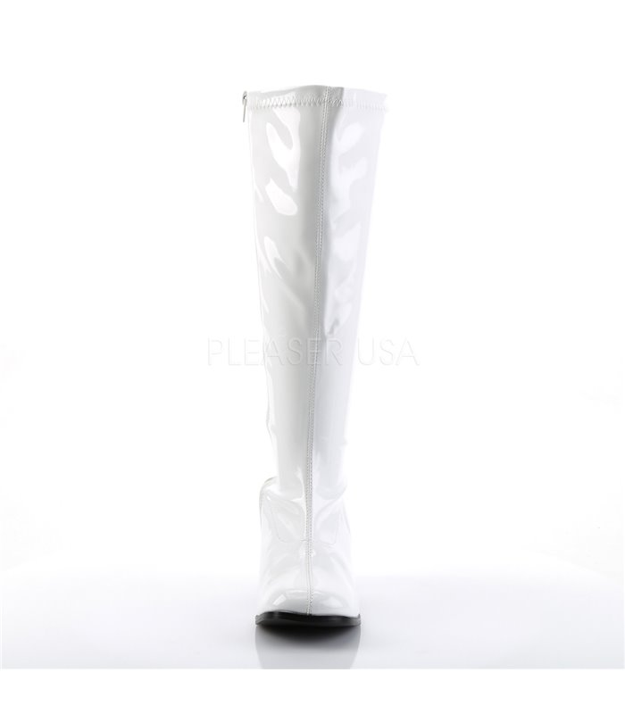 Retro Stiefel GOGO-300X (Weitschaftstiefel) - Lack Weiß