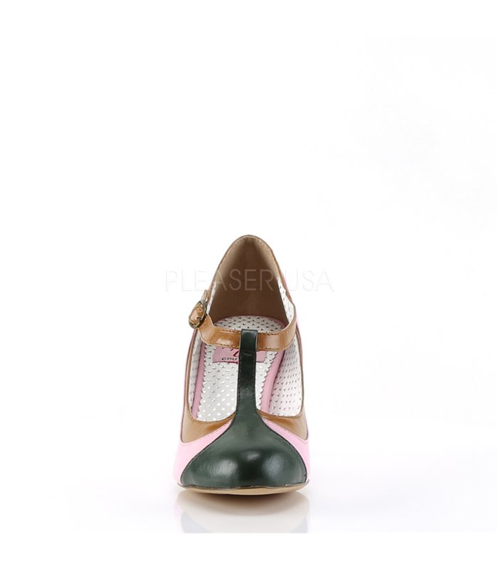 Retro T-Riemchen Pumps PEACH-03 - Rosa