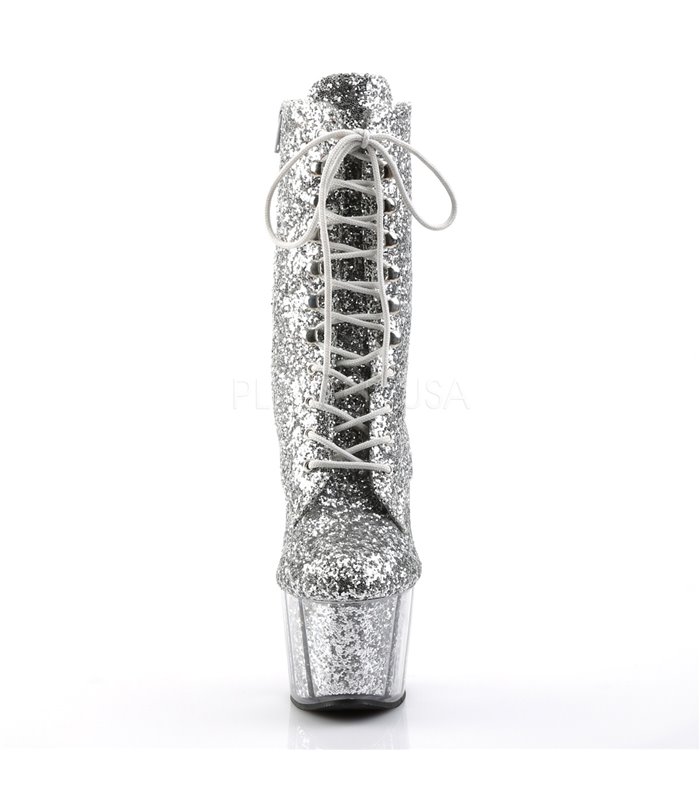 Glitter Plateau Stiefelette ADORE-1020G - Silber