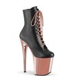 Extrem Plateau Heels  FLAMINGO-1020 - PU Schwarz/Rose Gold