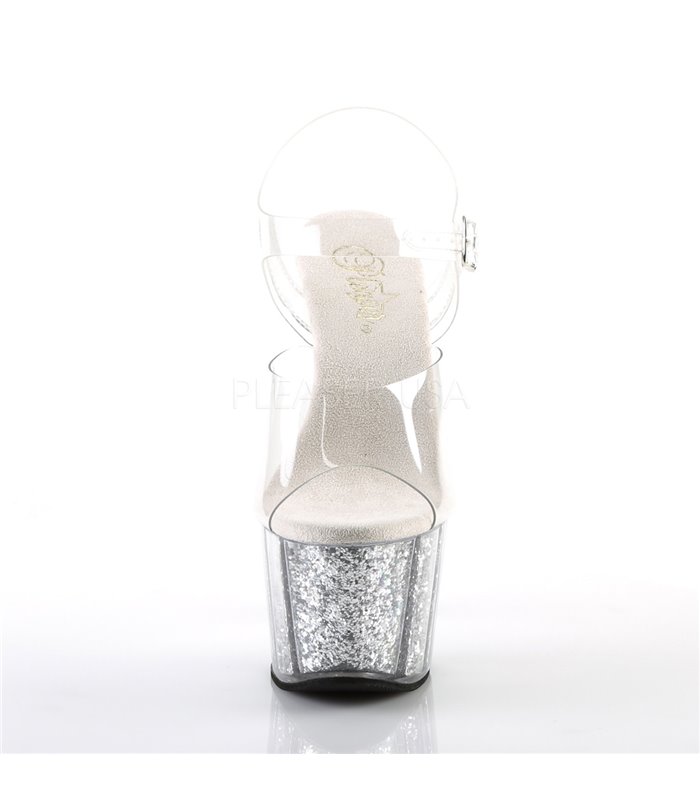 Plateau Sandalette ADORE-708G - Silber Glitter