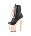 Extrem Plateau Heels  FLAMINGO-1020 - PU Schwarz/Rose Gold