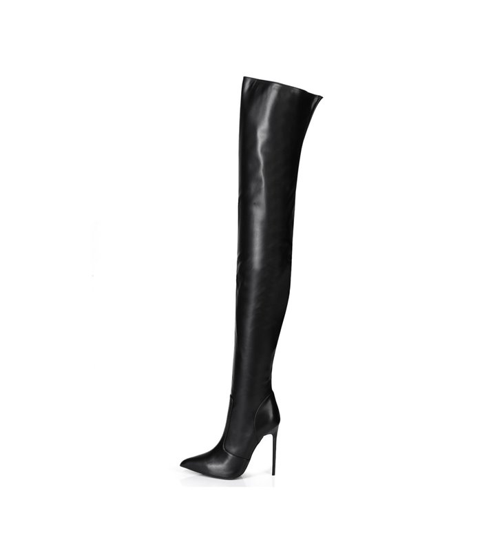 Zazu Damen Herren Unisex  Overknee Stiefel schwarz