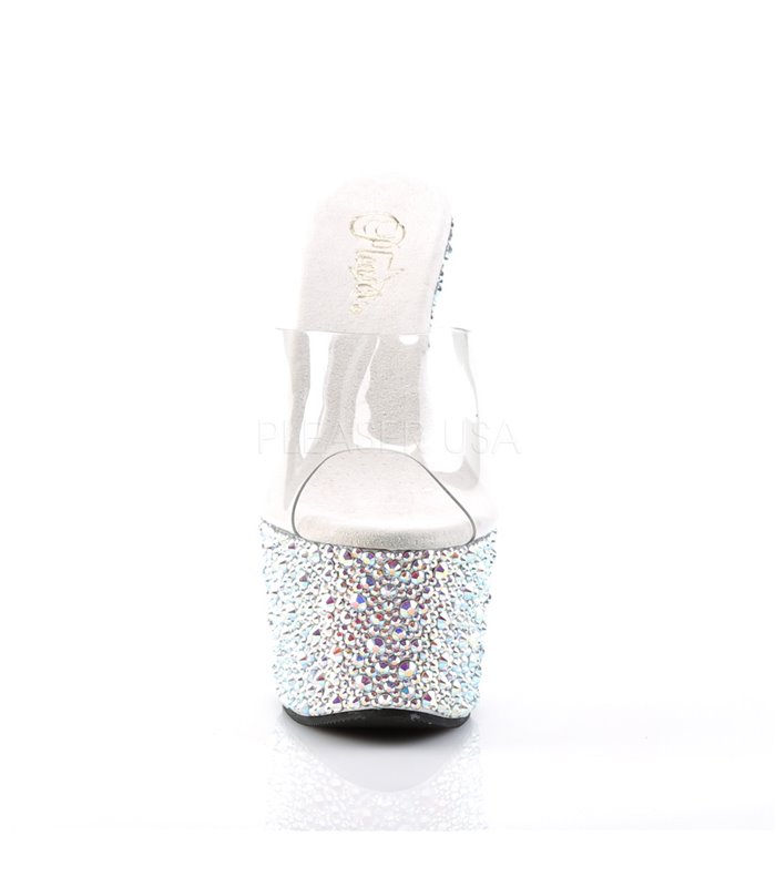 Plateau High Heels BEJEWELED-701MS - Silber