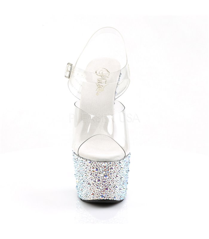 Plateau High Heels BEJEWELED-708MS - Silber