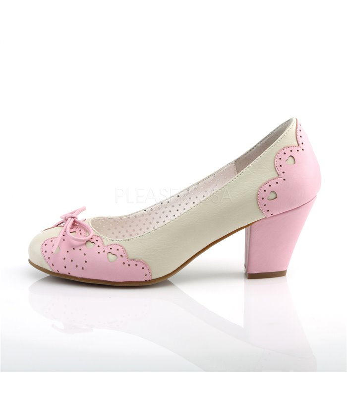 Retro Pumps WIGGLE-17 - Creme/Rosa