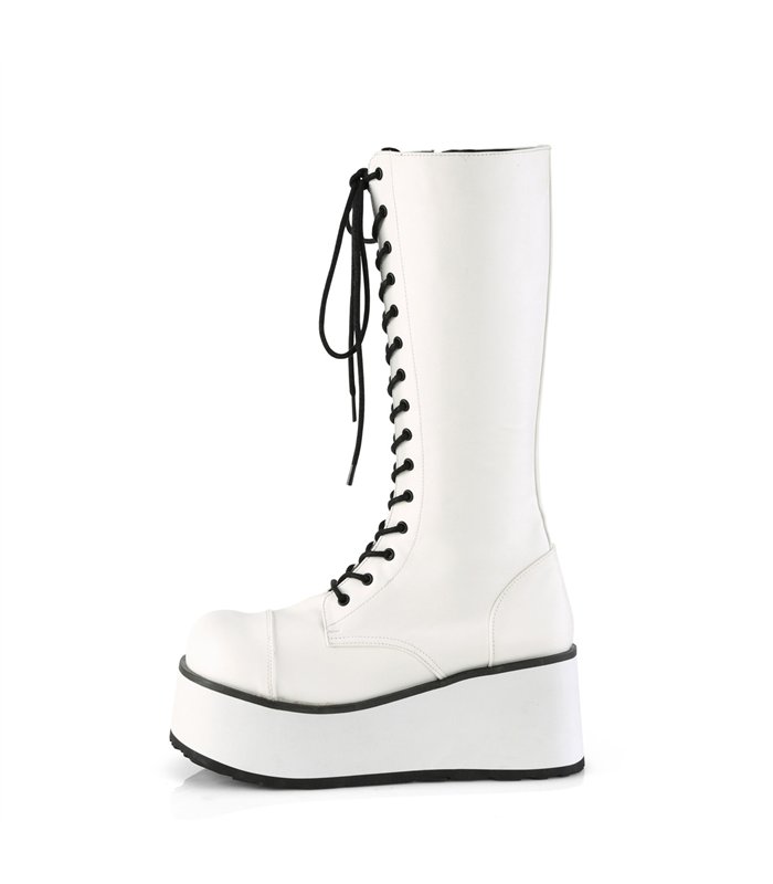 Plateau Stiefel TRASHVILLE-502 Weiss matt | DemoniaCult