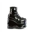 WAVE-110 Plateau Stiefelette - Schwarz lack | DemoniaCult